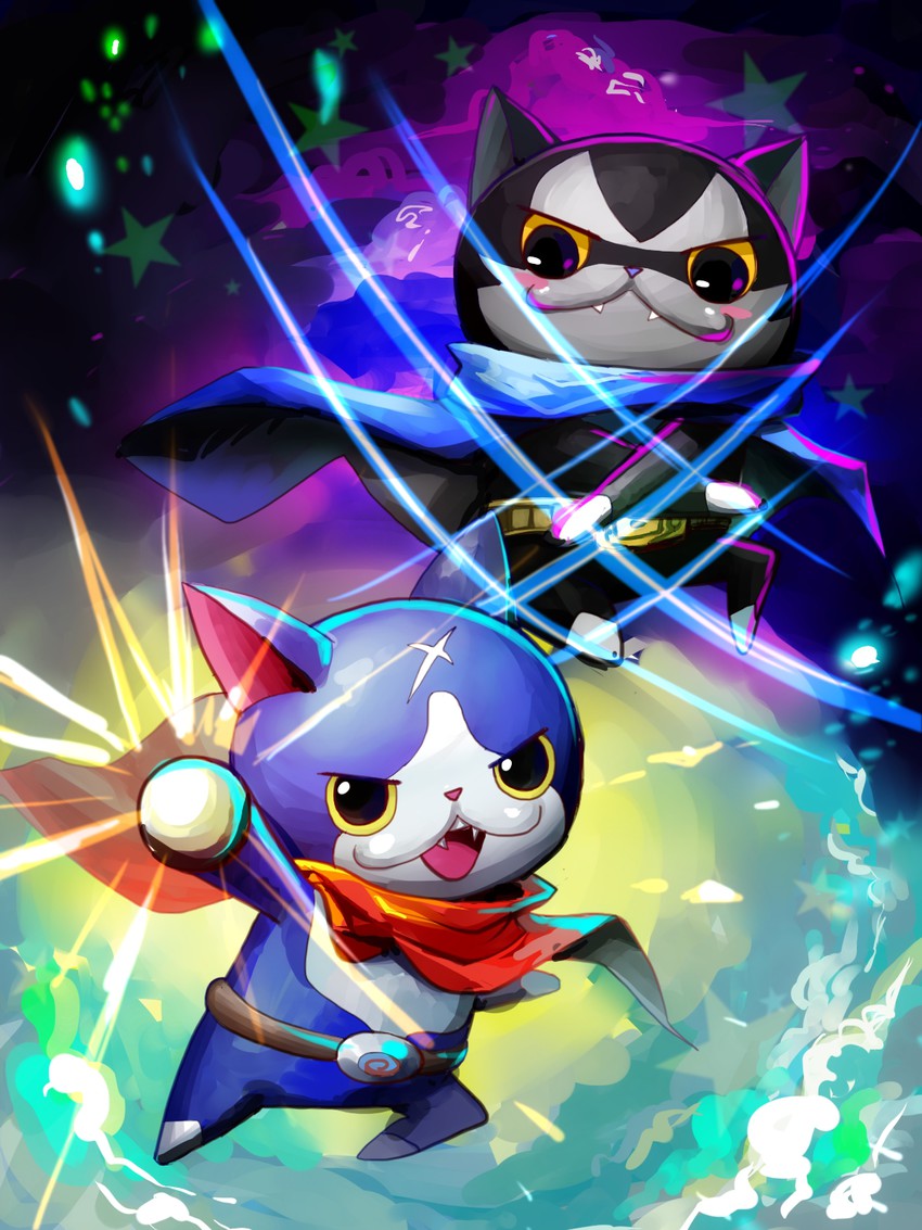 fuyunyan and darknyan (youkai watch and 1 more) drawn by pichomi