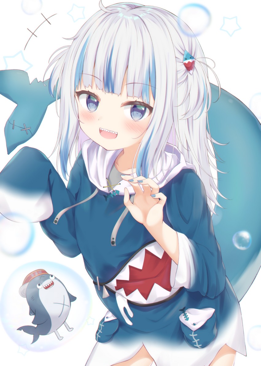 gawr gura and bloop (hololive and 1 more) drawn by liuliu