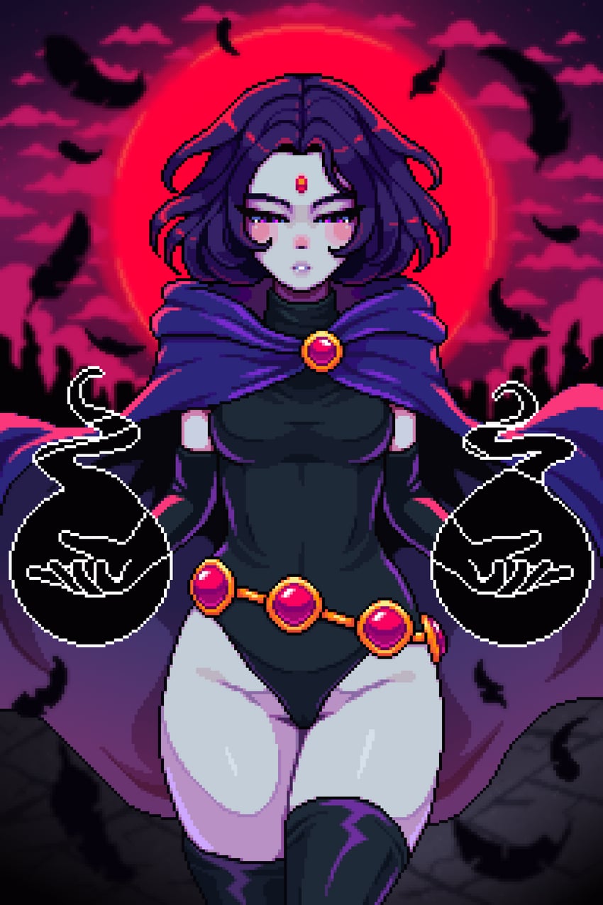 raven (dc comics and 1 more) drawn by yumykon