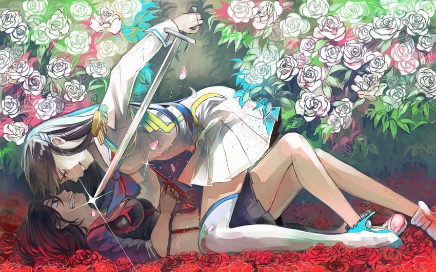 matoi ryuuko, senketsu, kiryuuin satsuki, and junketsu (kill la kill) drawn by ajino_motoko