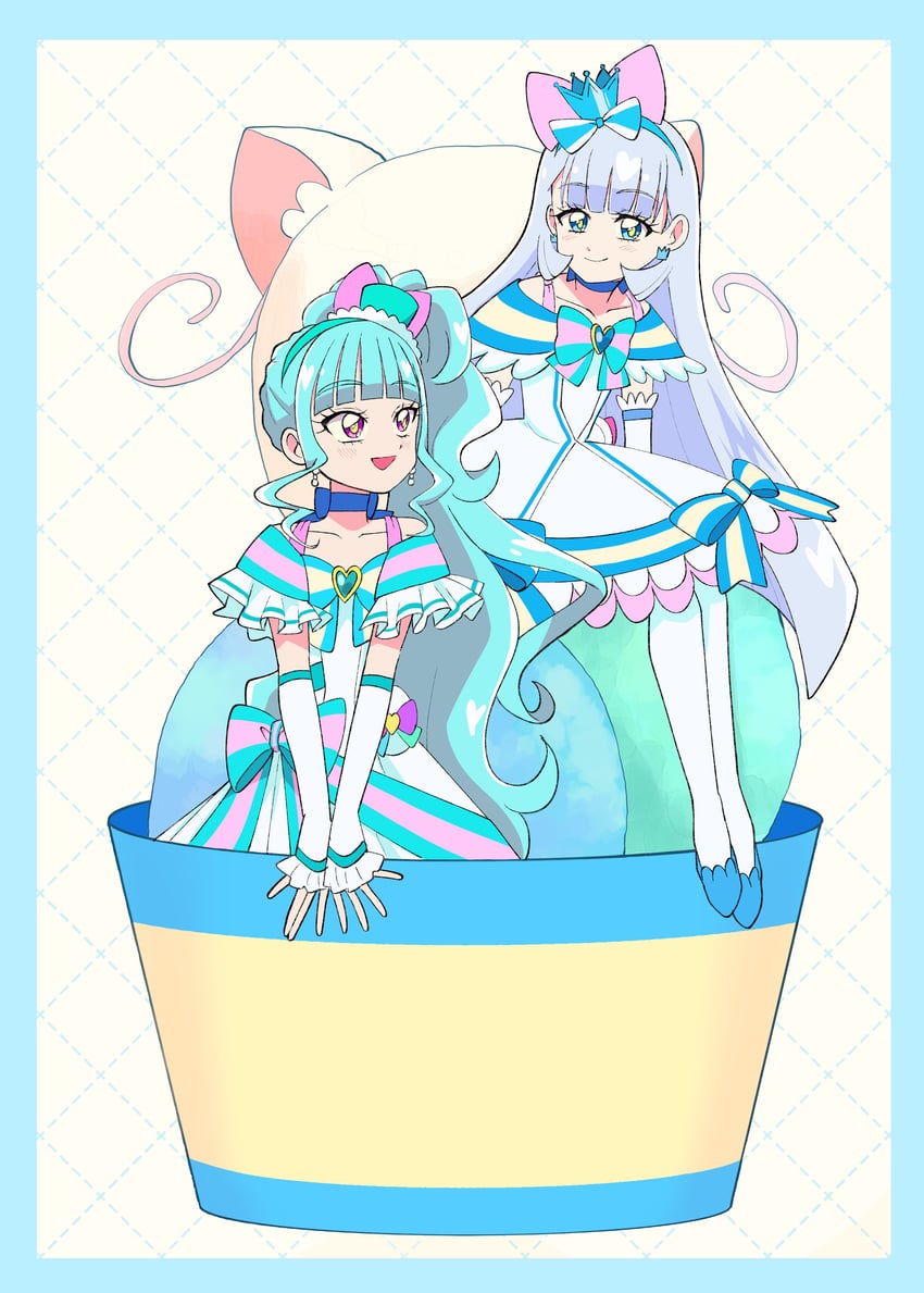 nekoyashiki yuki, nekoyashiki mayu, cure nyammy, and cure lillian (precure and 1 more) drawn by hinoki_(91011)