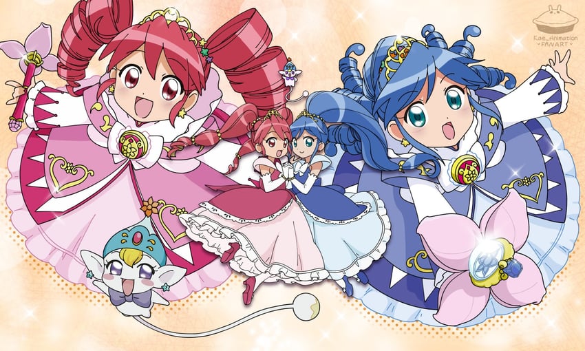 fine, rein, and pumo (fushigiboshi no futago hime) drawn by kaetsai