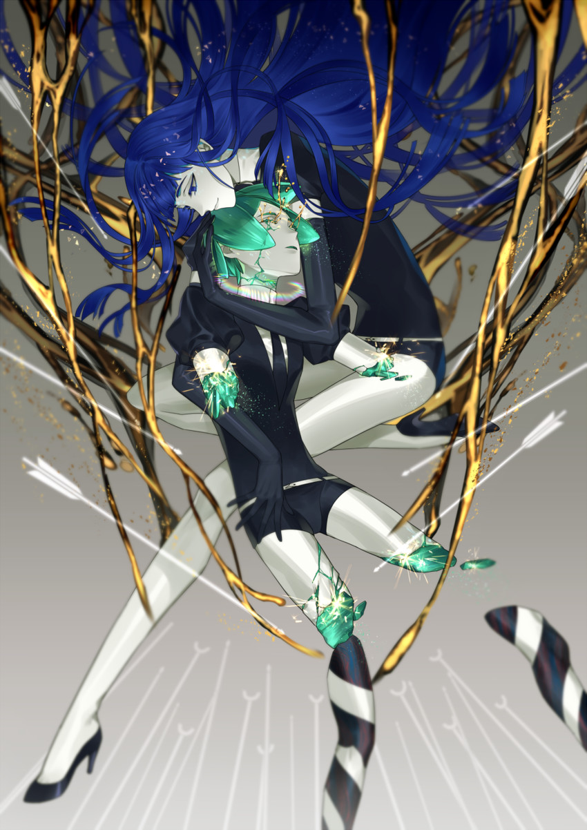 phosphophyllite and lapis lazuli (houseki no kuni) drawn by ultracat