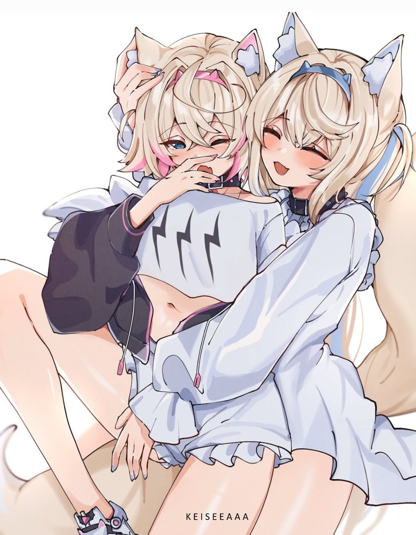 fuwawa abyssgard and mococo abyssgard (hololive and 1 more) drawn by keisea