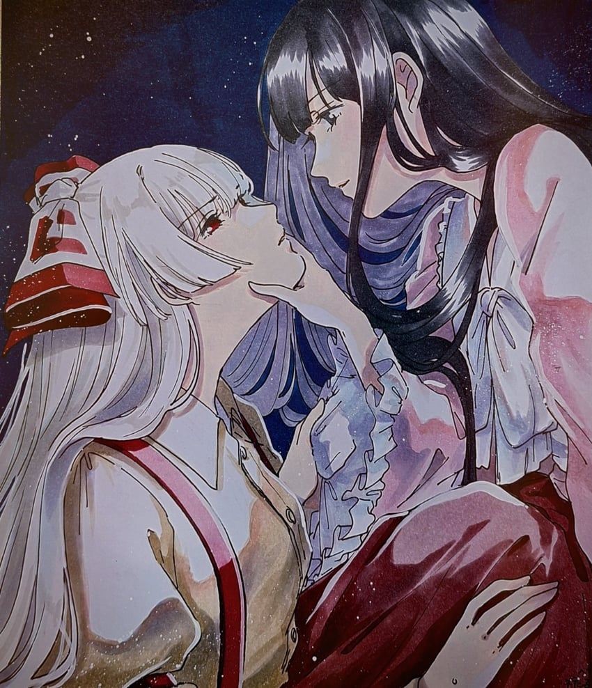 fujiwara no mokou and houraisan kaguya (touhou) drawn by mokoiscat