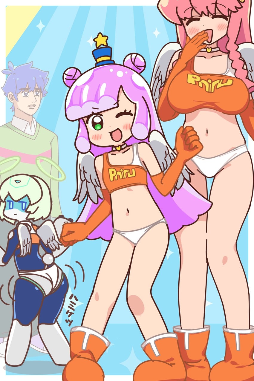 puniru, kawaii kotarou, kirara mami, and runruun (puniru wa kawaii slime and 1 more) drawn by mocchisake