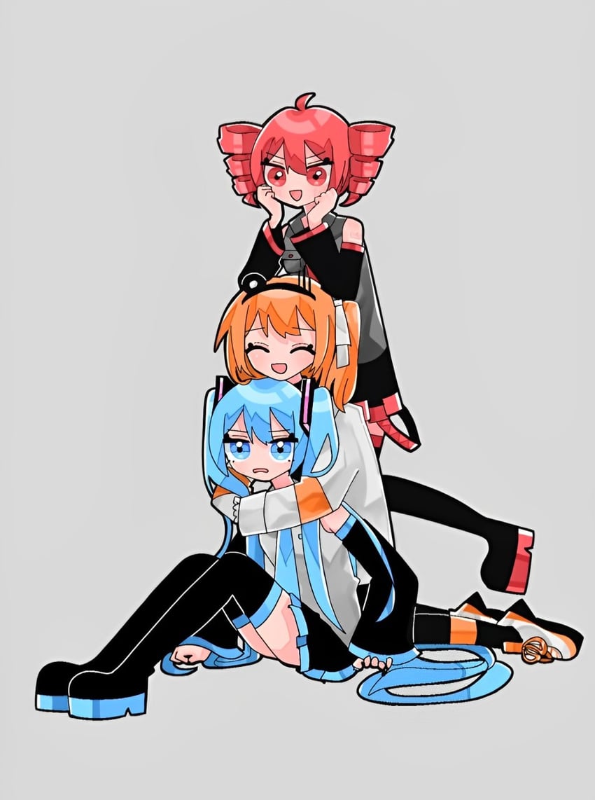 hatsune miku, kasane teto, and adachi rei (vocaloid and 2 more) drawn by kouno_rikopin