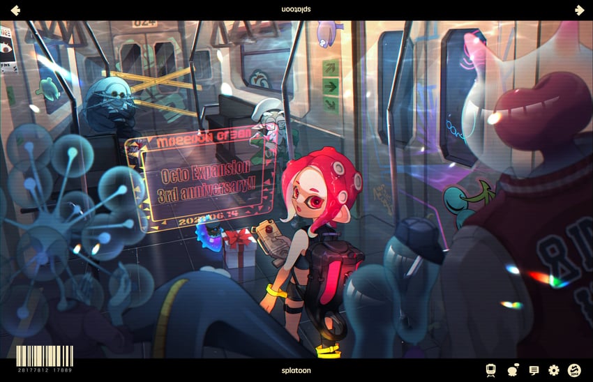 octoling player character, octoling girl, agent 8, jellyfish, cap'n cuttlefish, and 2 more (splatoon and 2 more) drawn by okaranko