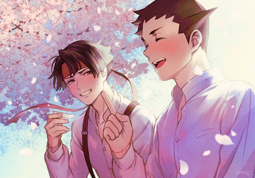 ryunosuke naruhodo and kazuma asogi (ace attorney and 1 more) drawn by amemomism