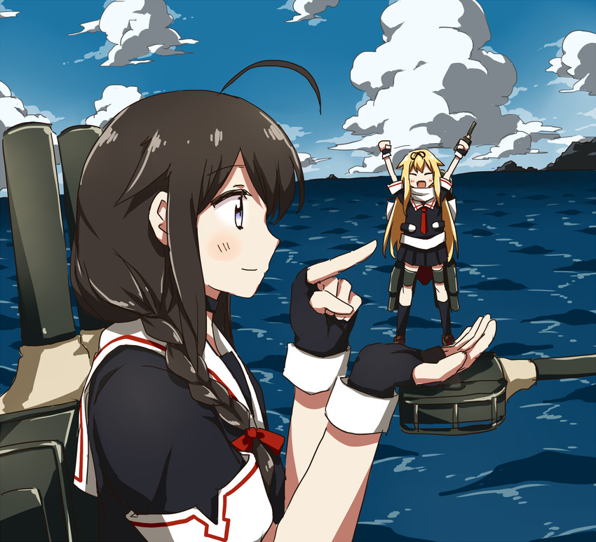 shigure, yuudachi, shigure kai ni, and yuudachi kai ni (kantai collection) drawn by any_(lucky_denver_mint)