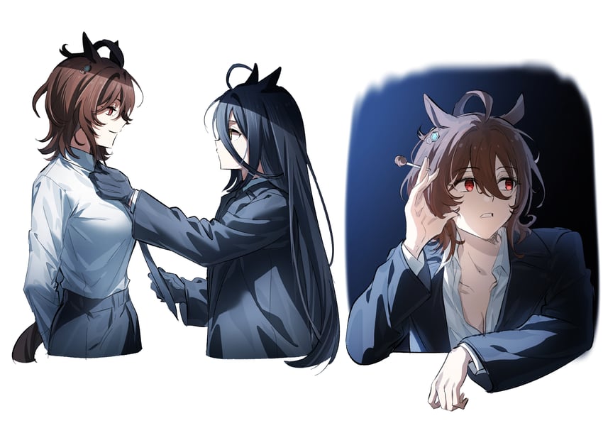 agnes tachyon and manhattan cafe (umamusume) drawn by duck_sal