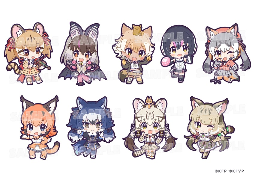 jungle pocket, island fox, humboldt penguin, caracal, brown long-eared bat, and 5 more (kemono friends and 1 more) drawn by suguharu86