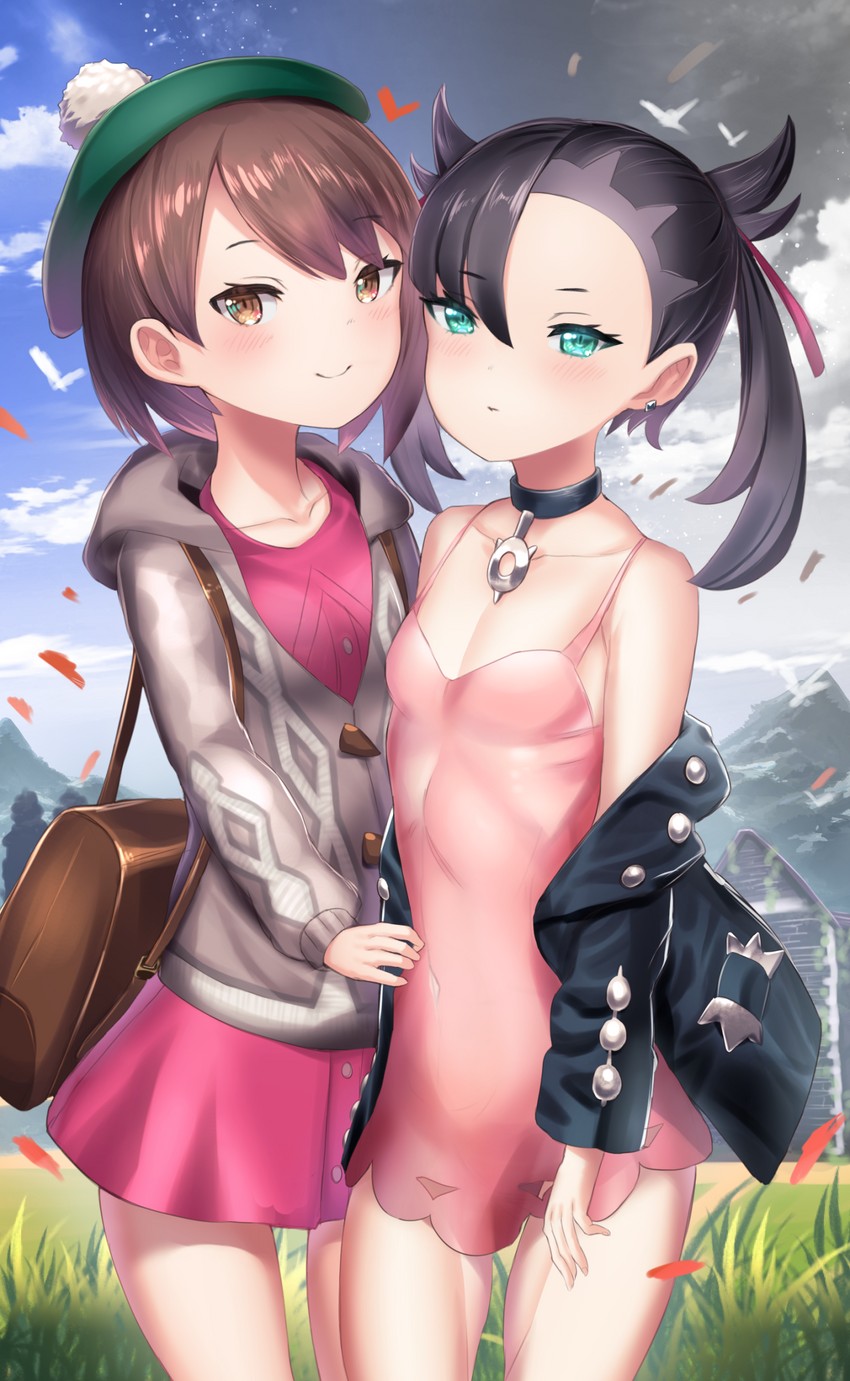 marnie and gloria (pokemon and 1 more) drawn by unizou