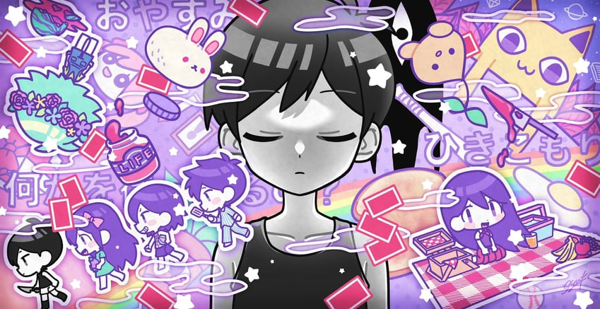 omori, basil, aubrey, mari, kel, and 5 more (omori) drawn by syu_x