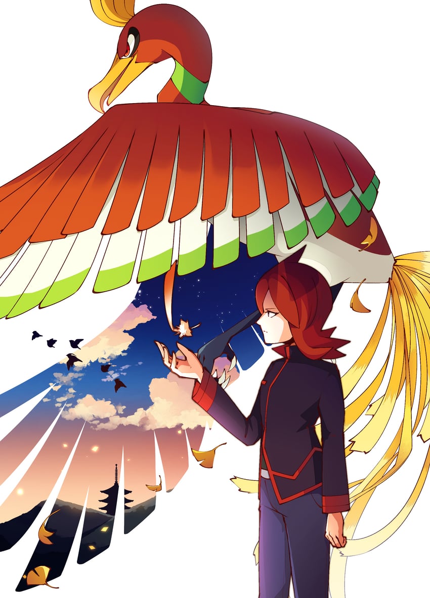silver and ho-oh (pokemon and 1 more) drawn by hachijuu_suzume