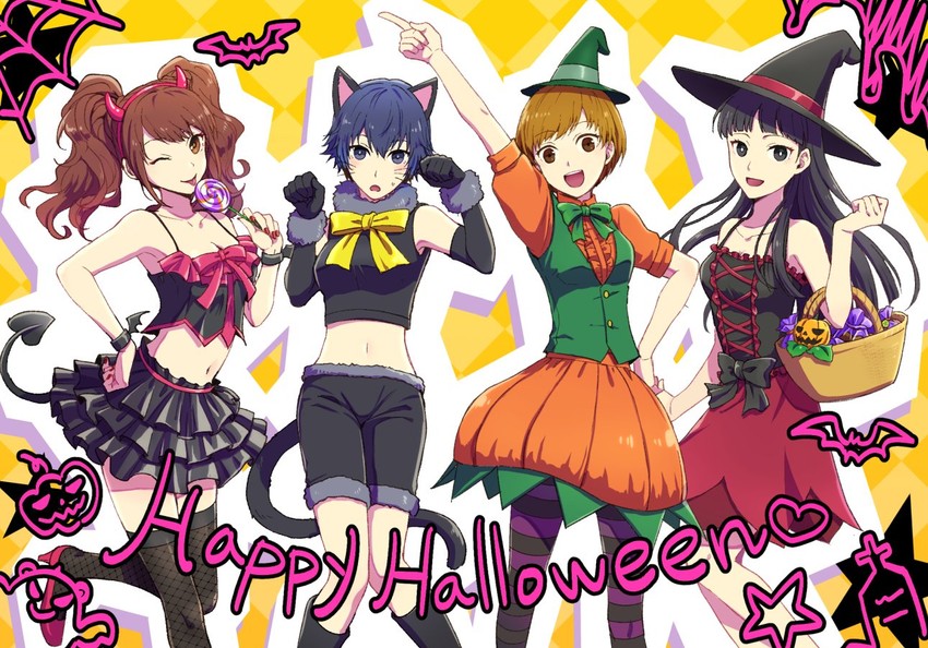 shirogane naoto, satonaka chie, kujikawa rise, and amagi yukiko (persona and 1 more) drawn by fujishiro_kei