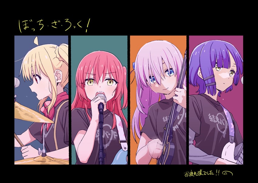 gotoh hitori, kita ikuyo, ijichi nijika, and yamada ryo (bocchi the rock!) drawn by yaegashi_youhei