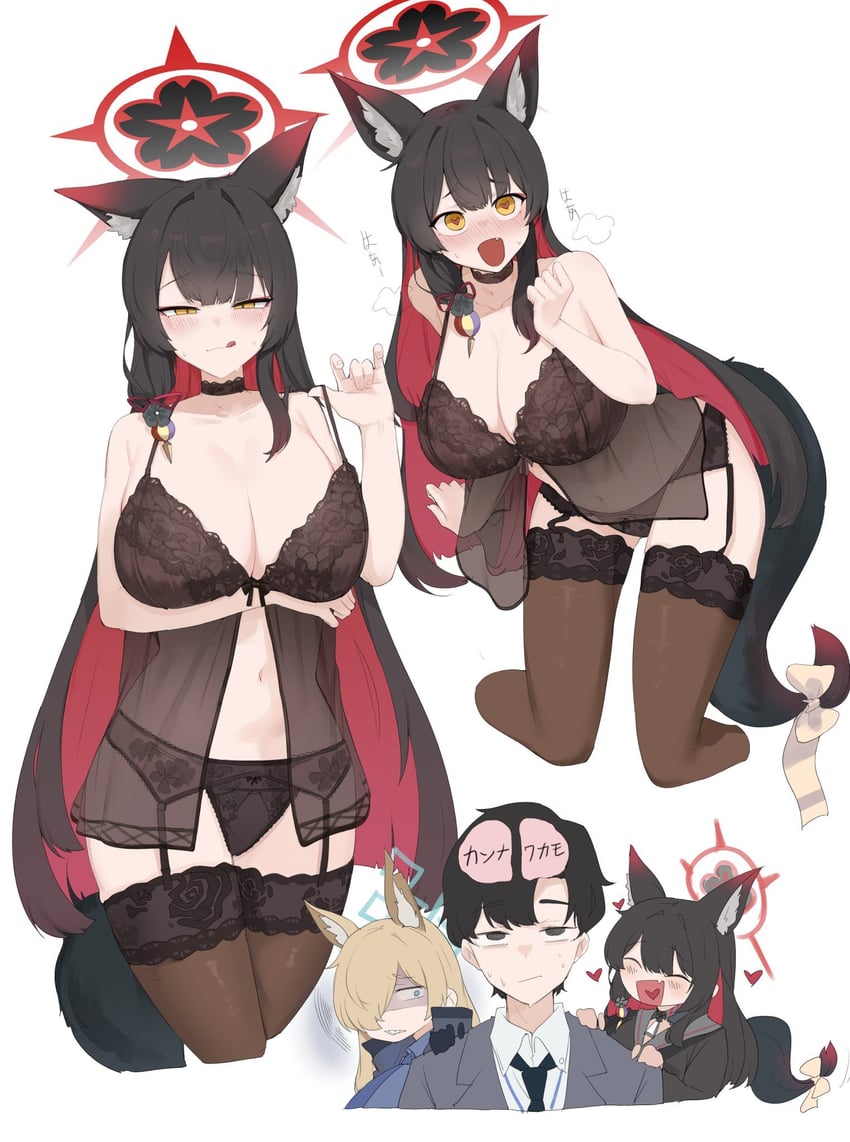 sensei, kanna, and wakamo (blue archive and 1 more) drawn by gurenola