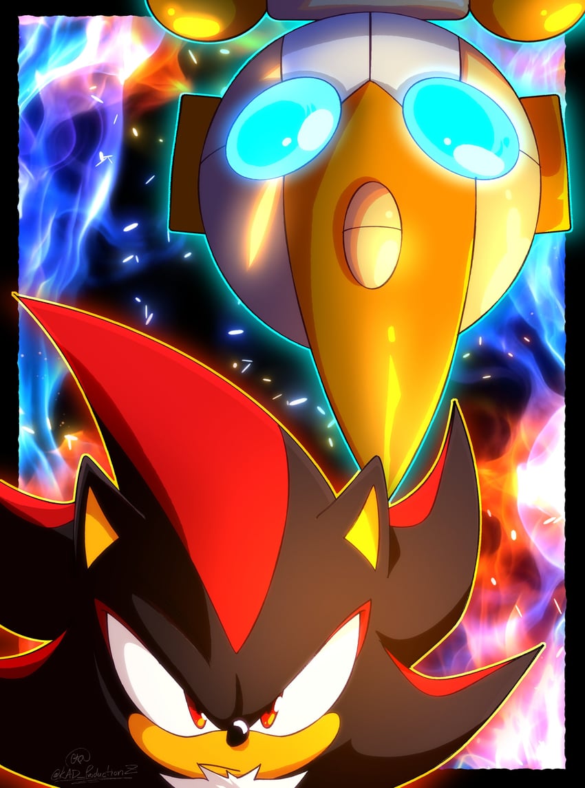 shadow the hedgehog and emerl (sonic and 3 more) drawn by kad_productions