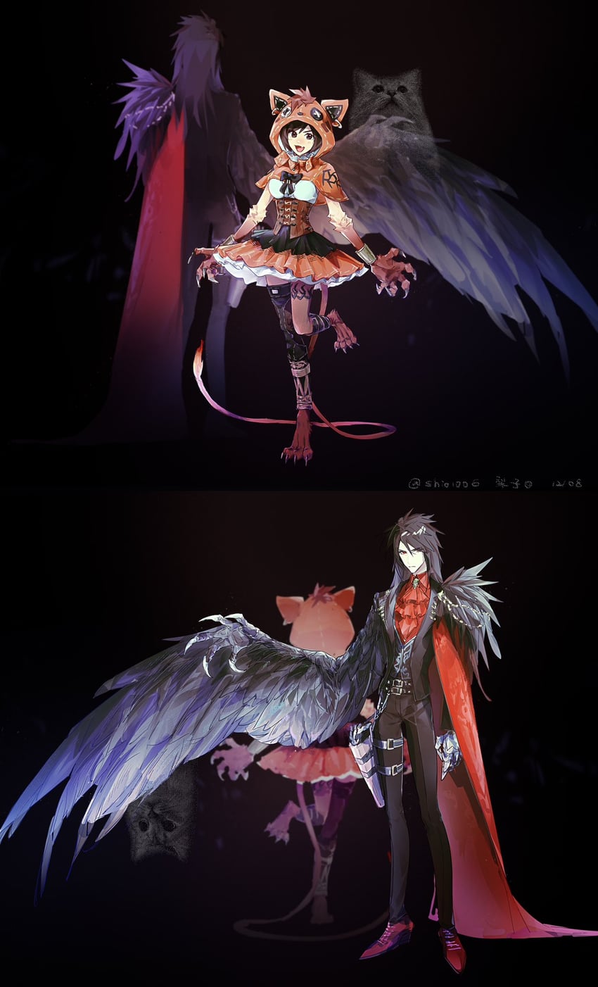 yuffie kisaragi, vincent valentine, and red xiii (final fantasy and 2 more) drawn by lily_(shio1006)