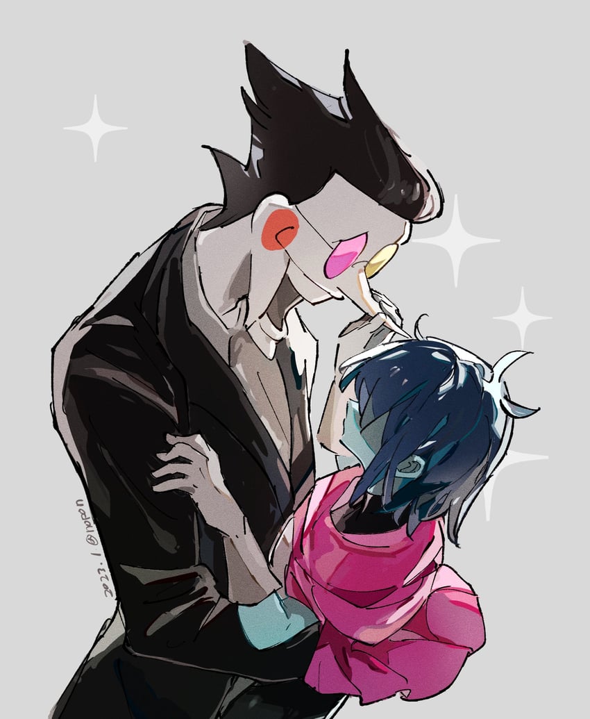 kris and spamton g. spamton (deltarune) drawn by noppo_(nopon)