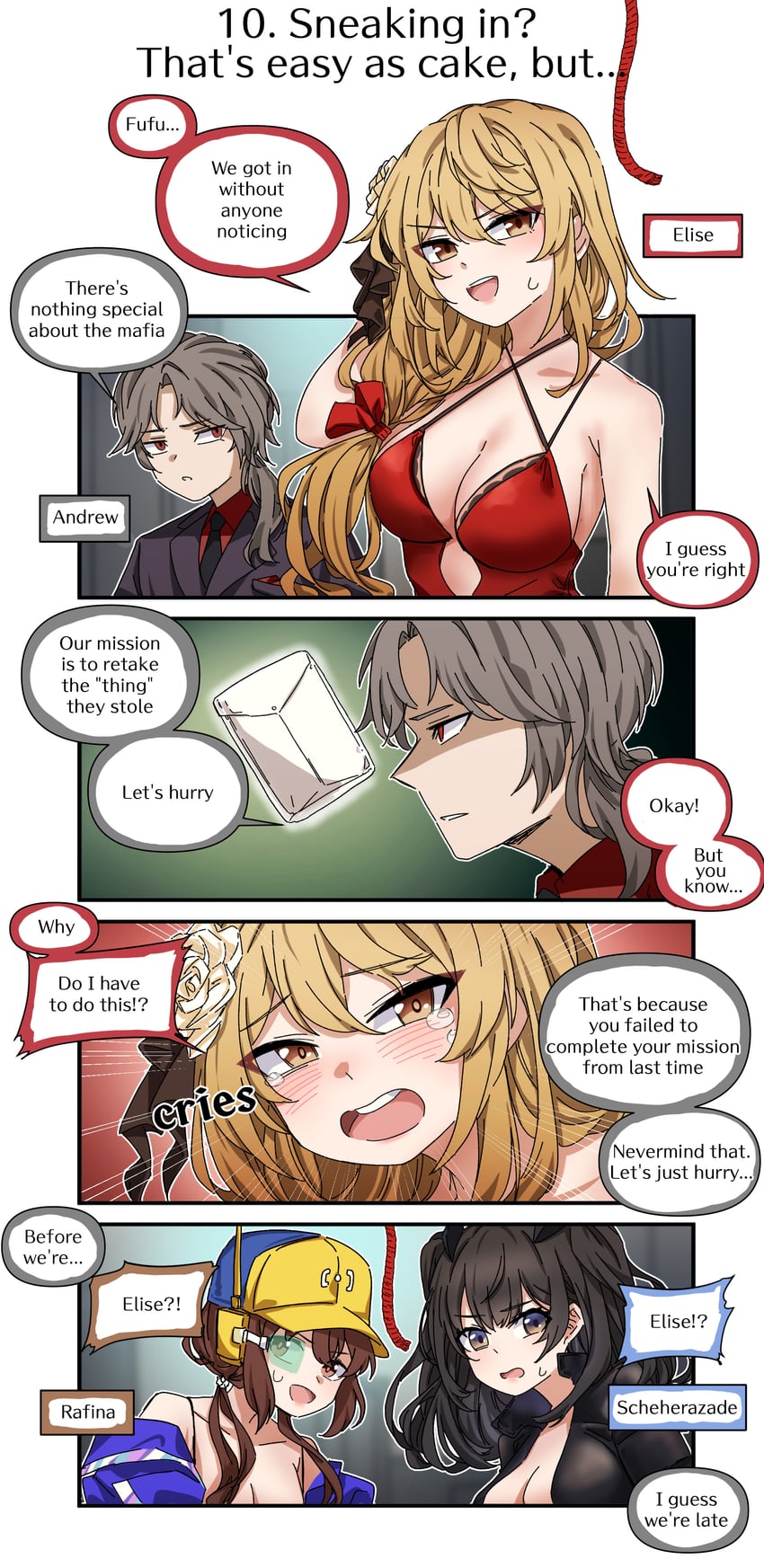 scheherazade, elise, rafina, and andrew (brown dust and 1 more) drawn by sin_seishun
