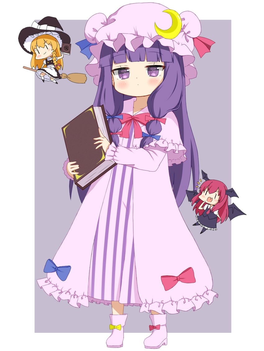 kirisame marisa, patchouli knowledge, and koakuma (touhou) drawn by crys_(dai)