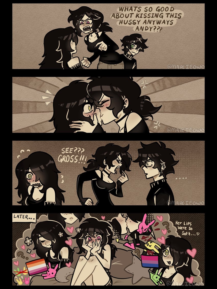 ashley graves, andrew graves, and julia (the coffin of andy and leyley) drawn by marcieowo