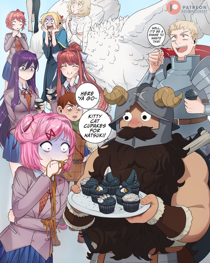 marcille donato, falin touden, laios touden, senshi, monika, and 5 more (dungeon meshi and 1 more) drawn by dismaiden