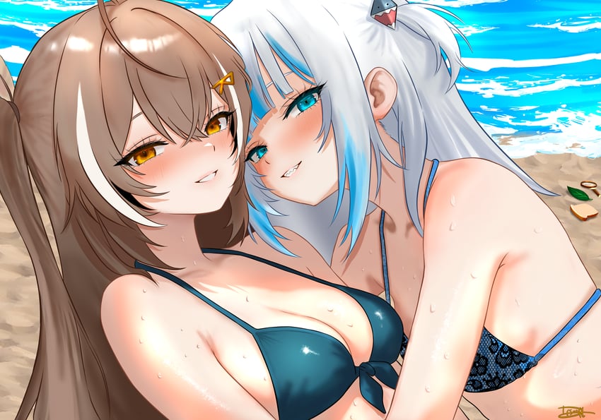 gawr gura and nanashi mumei (hololive and 1 more) drawn by dfswift