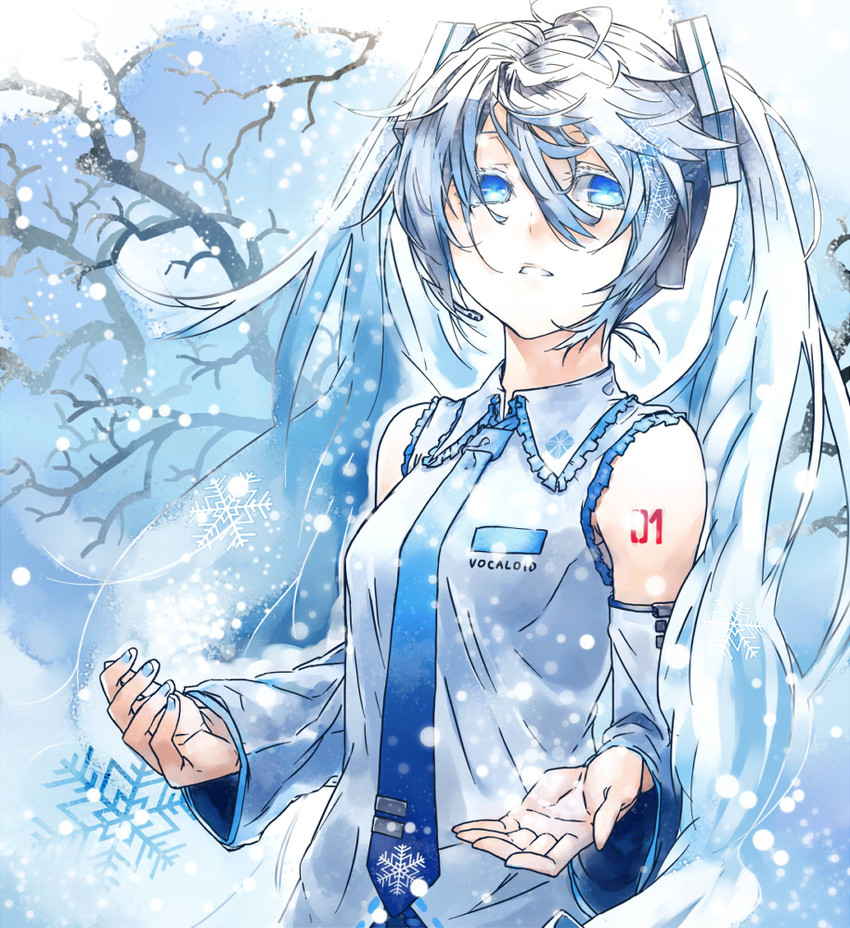 hatsune miku and yuki miku (vocaloid) drawn by kahadu_(kawazu)