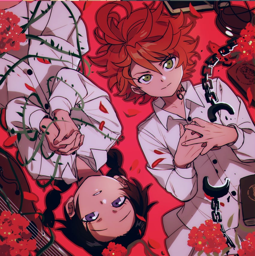 emma and isabella (yakusoku no neverland) drawn by qin_(7833198)