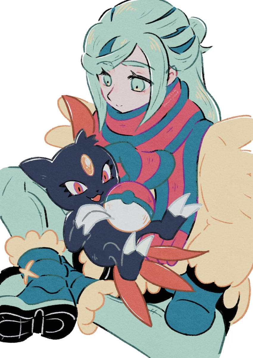 grusha and sneasel (pokemon and 1 more) drawn by conachun