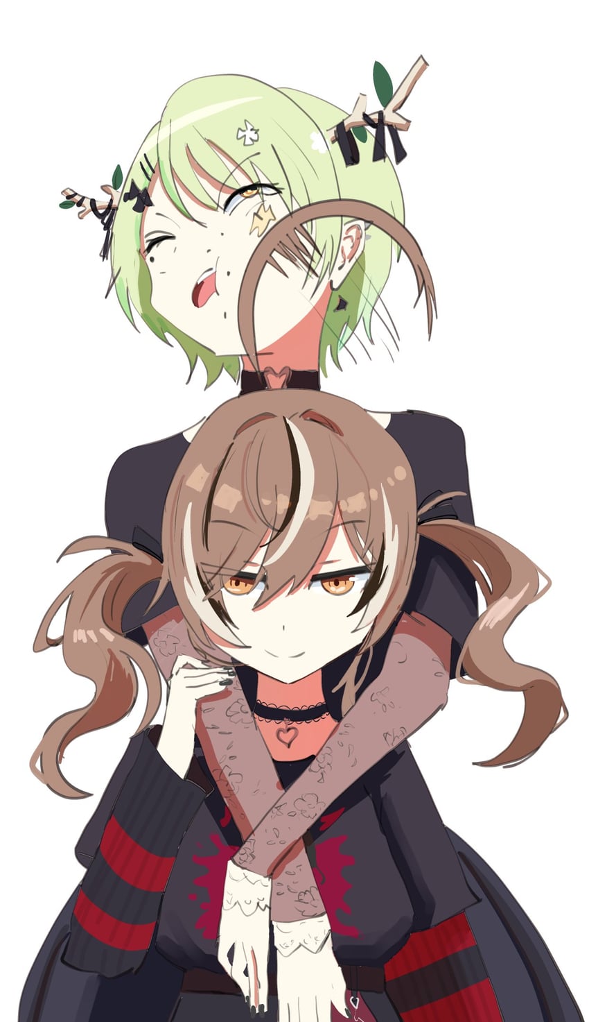 nanashi mumei and ceres fauna (hololive and 1 more) drawn by angelchama