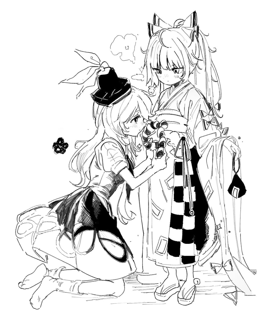 fujiwara no mokou and kamishirasawa keine (touhou) drawn by sesmkun