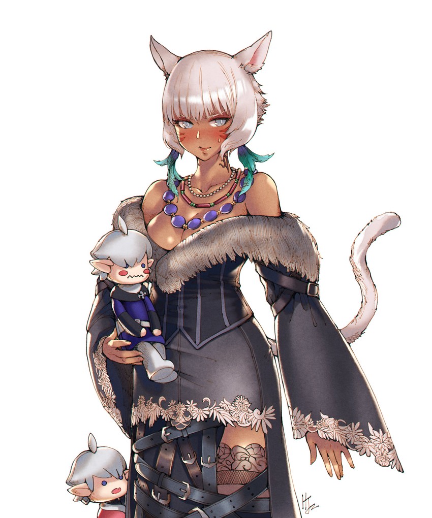 y'shtola rhul, alisaie leveilleur, alphinaud leveilleur, and lulu (final fantasy and 2 more) drawn by hjz_(artemi)