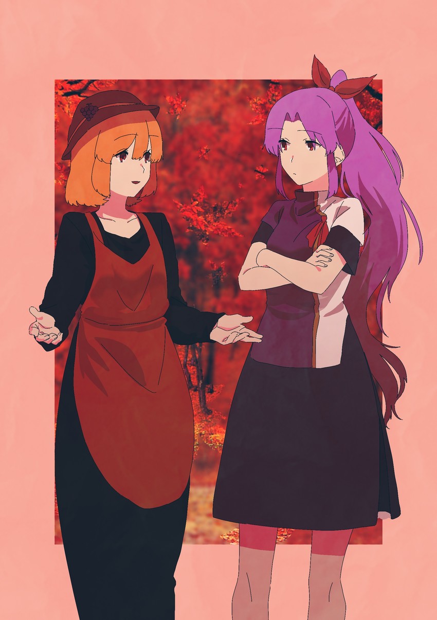 aki minoriko and watatsuki no yorihime (touhou) drawn by irohasu_(sasagarasu)