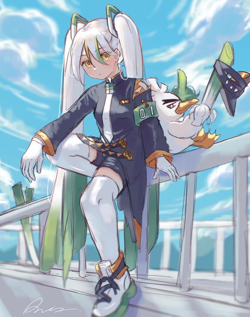 hatsune miku, sirfetch'd, and fighting miku (pokemon and 2 more) drawn by raria_(reisui25_raria)