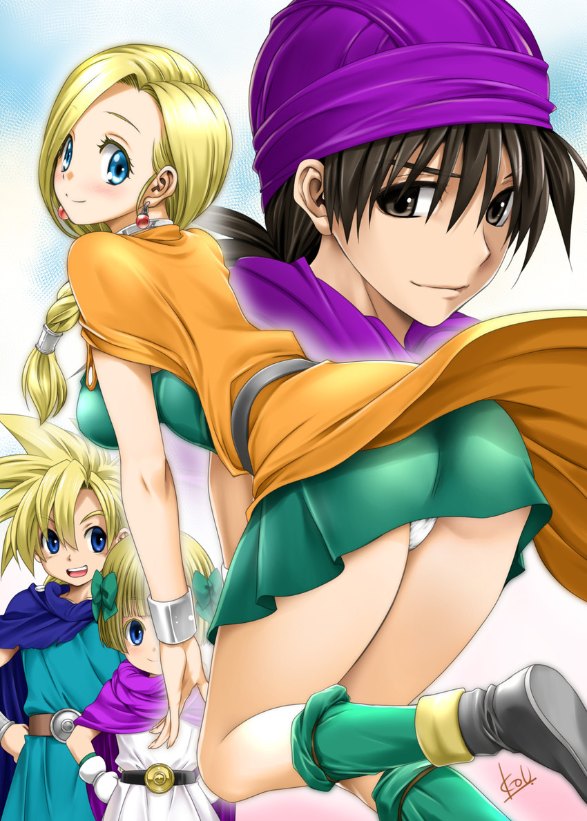 bianca, hero, hero's daughter, and hero's son (dragon quest and 1 more) drawn by mitarashi_kousei