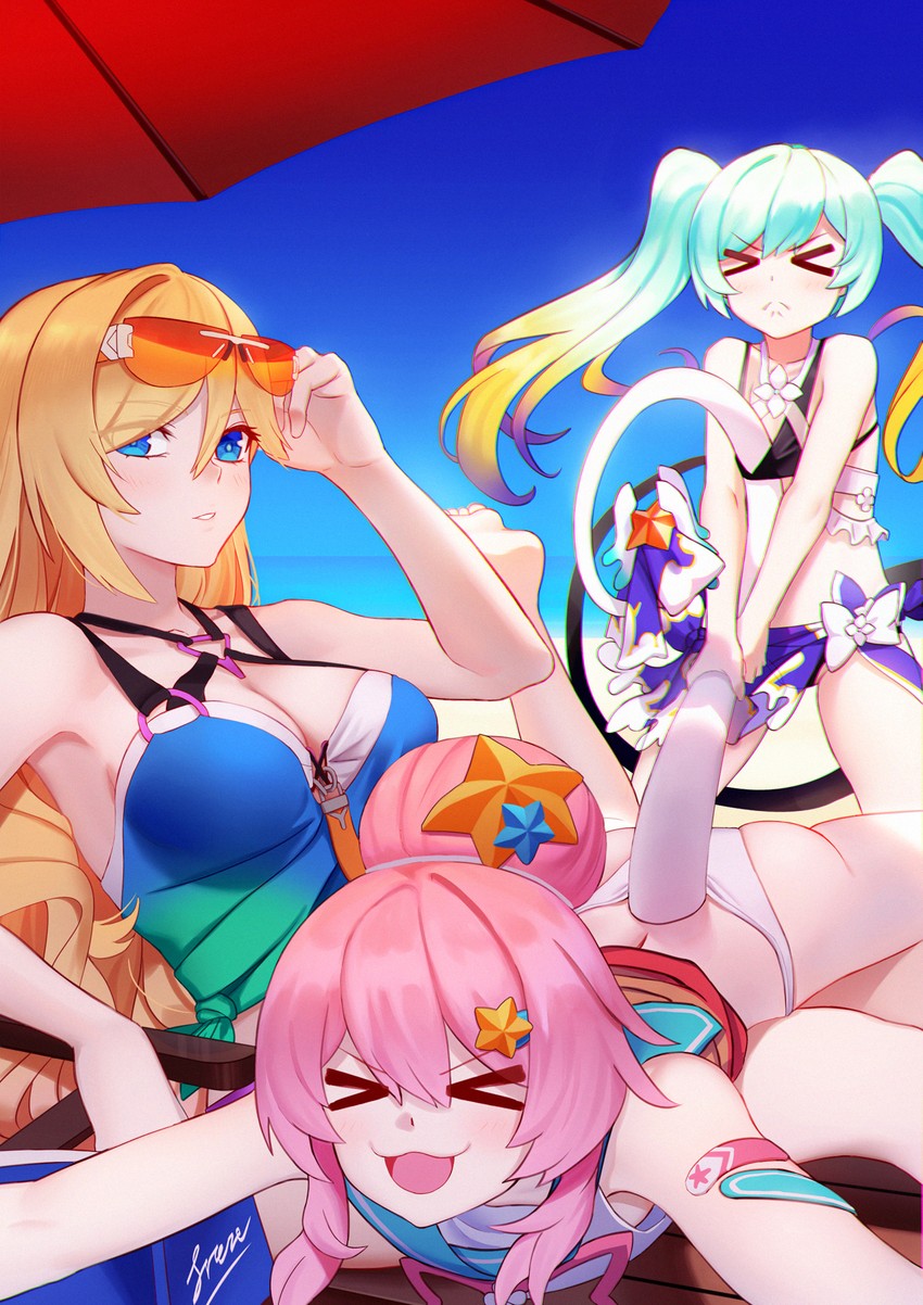 durandal, rozaliya olenyeva, and liliya olenyeva (honkai and 1 more) drawn by freze