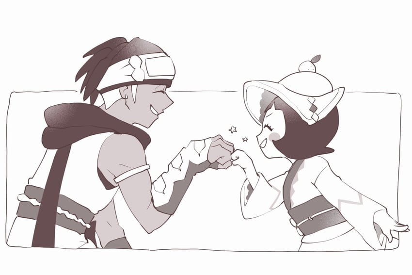 raihan and poppy (pokemon and 1 more) drawn by 4keta
