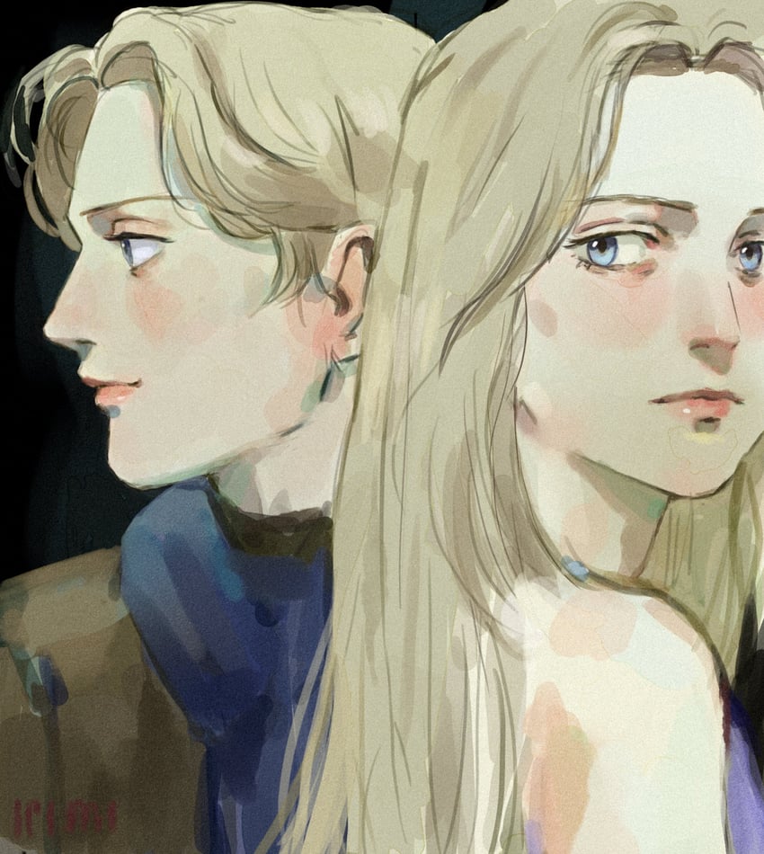 johan liebert and anna liebert (monster) drawn by iri_iri