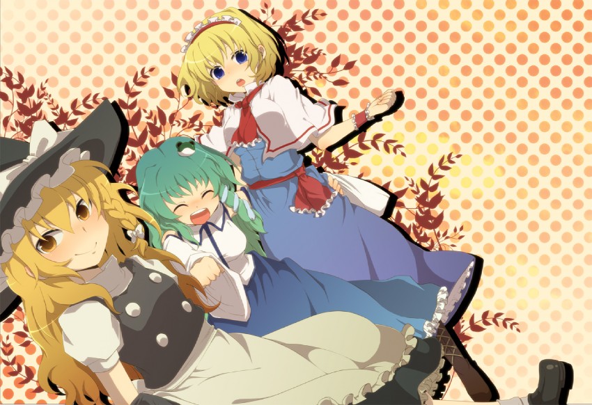 kirisame marisa, kochiya sanae, and alice margatroid (touhou) drawn by aoi_(annbi)