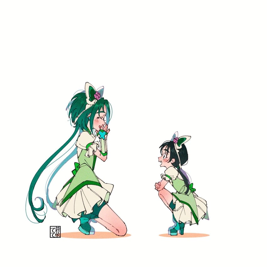 akimoto komachi and cure mint (precure and 2 more) drawn by aoi_tete