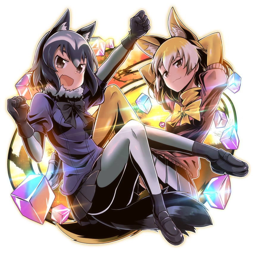 common raccoon and fennec (kemono friends) drawn by tanashi_(mk2)