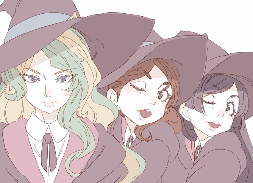 diana cavendish, barbara parker, and hanna england (little witch academia) drawn by tasaka_shinnosuke