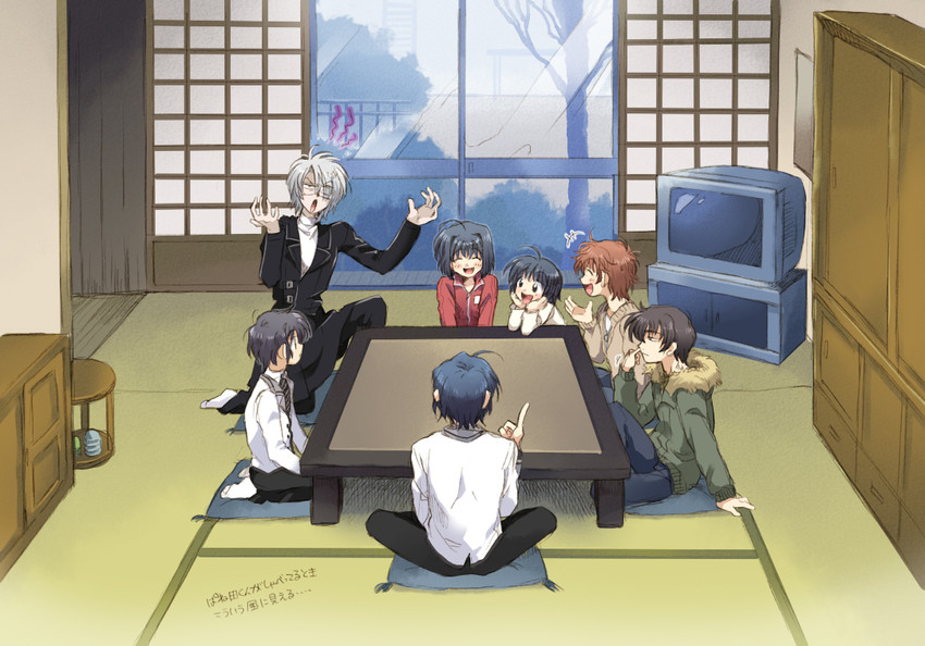 haneda kobato, narita hayato, haneda takashi, chitose shuusuke, itami karura, and 1 more (oretachi ni tsubasa wa nai) drawn by chunko