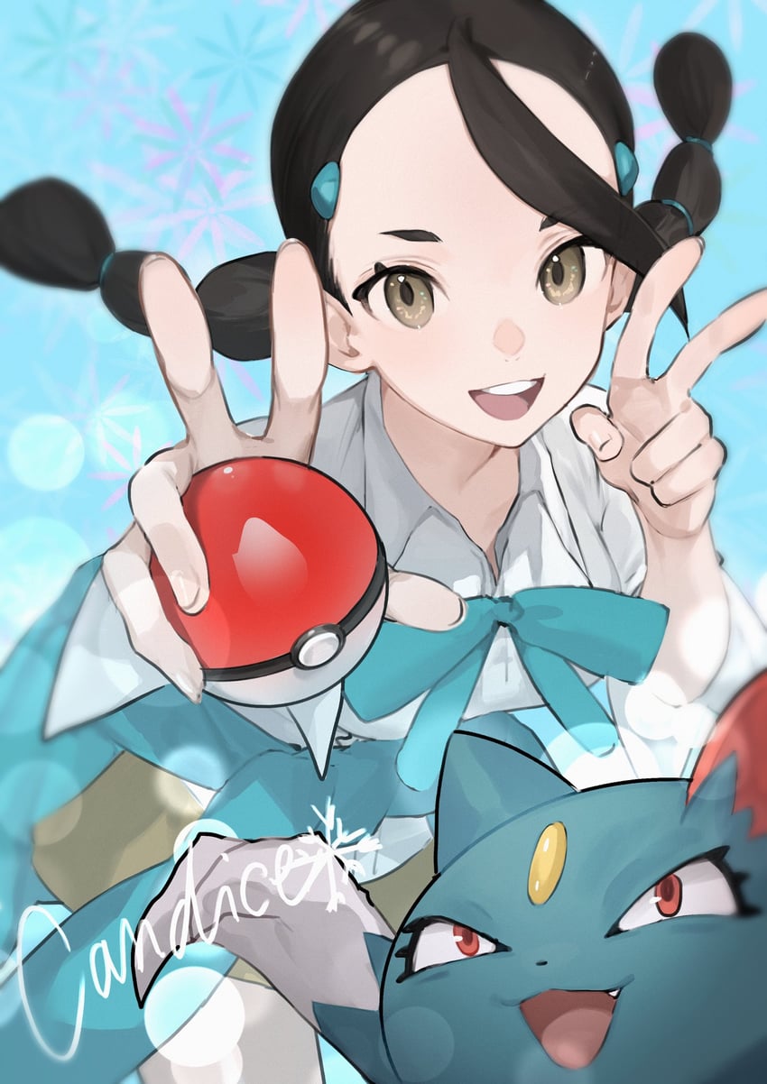 sneasel and candice (pokemon and 1 more) drawn by yoimon