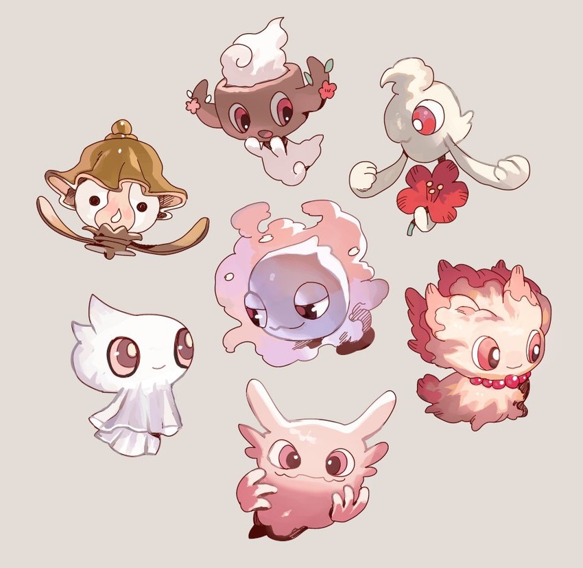 gastly, haunter, misdreavus, lampent, phantump, and 2 more (pokemon) drawn by newo_(shinra-p)