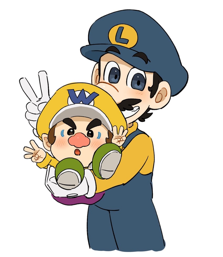 luigi, wario, and baby wario (mario and 2 more) drawn by mimimi_(mimimim9999)